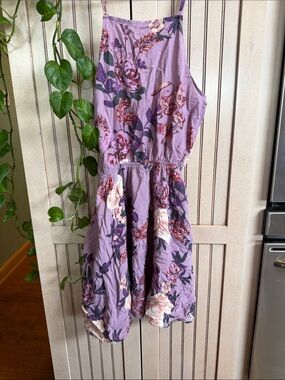 Charlotte Russe Lavender Floral Spaghetti-Strap Dress